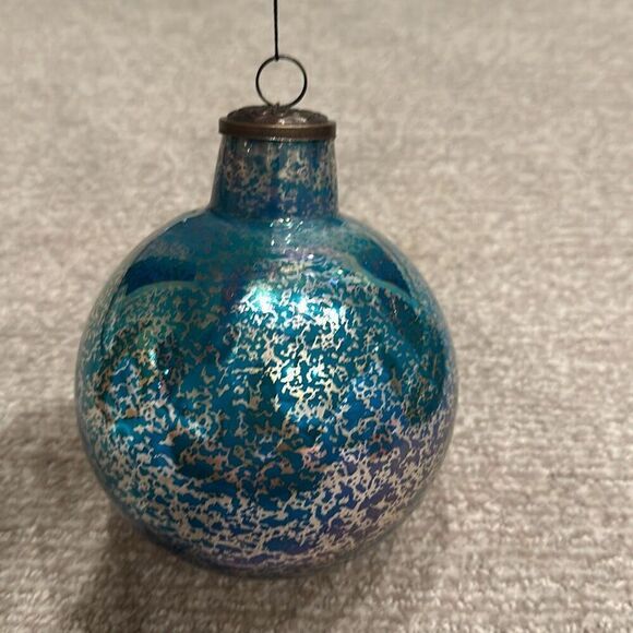 Anthropologie Blue and Purple Kugel Glass Ornament Large 8” - Picture 4 of 6